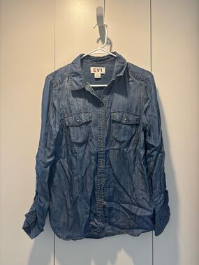 EV1 Women's Blue Denim Button-Down Shirt